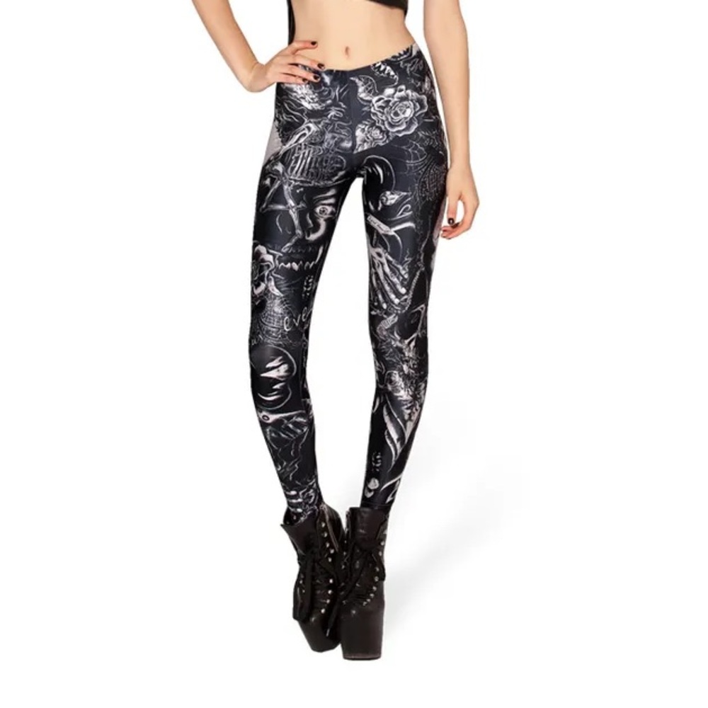 BlackMilk sketches of a mad man leggings XS goth